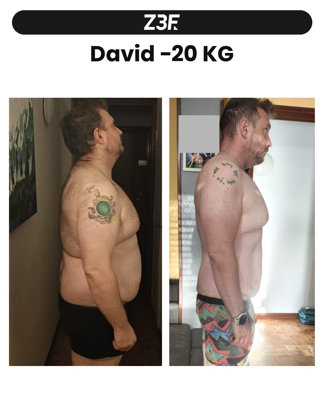 Cambio físico: David −20 kg