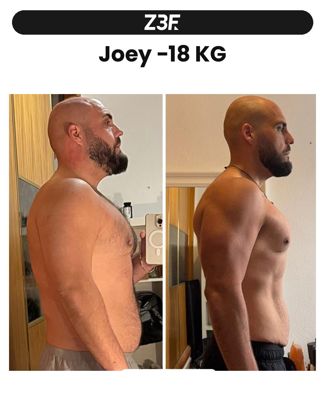 Cambio físico: Joey −18 kg